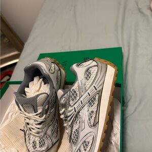 Silver and white Bottega sneakers